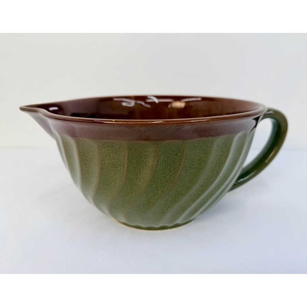 Paula Deen 4 Qt Batter Bowl Mixing Bowl Green Brown Pour Spout Handle